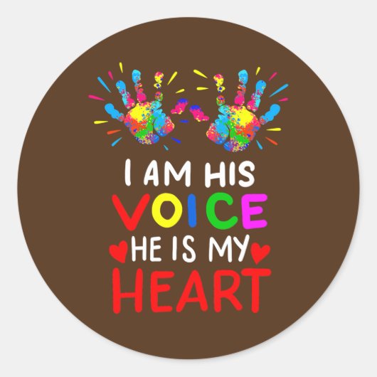 マママママオートティズム啓発ヶ月のギフト ラウンドシール (正面)