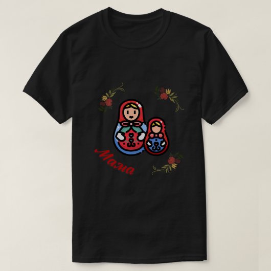ママママロシアのネスティングドールマレオシュカフォークフロロ Tシャツ (デザイン正面)