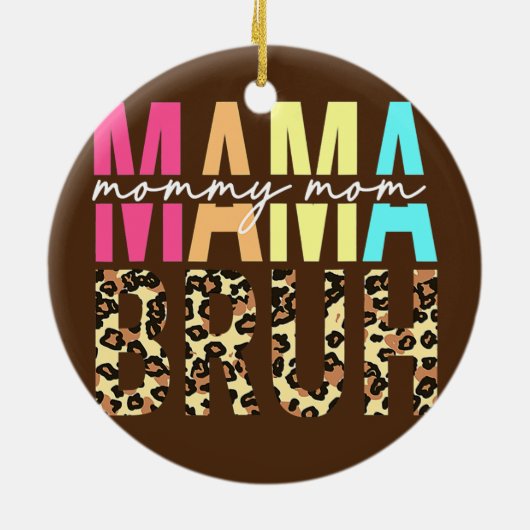 ママママ母ブルー男おもしろいの子ママ人生ママ セラミックオーナメント (裏面)