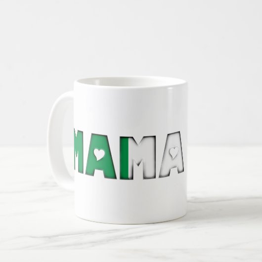 ママミアイタリアン国旗の色イタリアトリコロール コーヒーマグカップ (正面左)