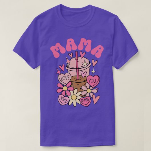 ママミニグルービーバレンタインデー母の娘M Tシャツ (デザイン正面)