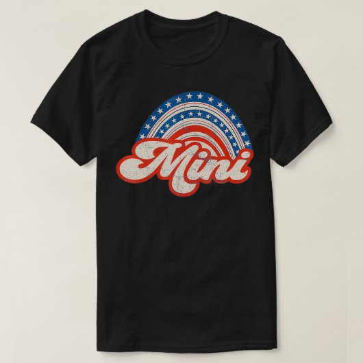 ママミニ7月の4thアメリカ国旗レインボーママ娘 tシャツ (デザイン正面)