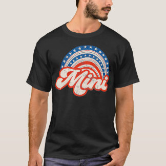 ママミニ7月の4thアメリカ国旗レインボーママ娘 tシャツ