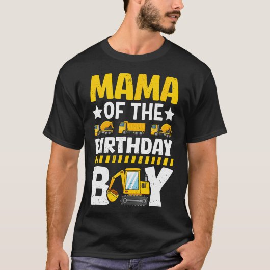 ママムオブザ誕生日ボーイ建築テーマパーティーM Tシャツ (正面)