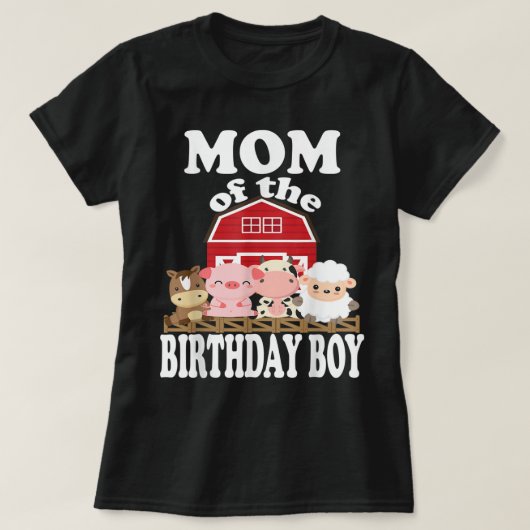 ママムオブザ誕生日ボーイ農業動物B-dayパート Tシャツ (デザイン正面)