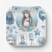 ママムベビーバビシャワーブルー紙プレート ペーパープレート (正面)