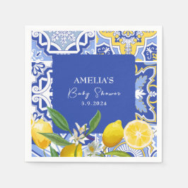 ママメイン絞りブルーレモン柑橘系ベビーシャワー スタンダードカクテルナプキン