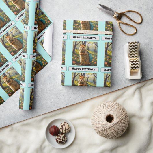 ママメルカット誕生日ショッピング誕生日 ラッピングペーパー (クラフト)