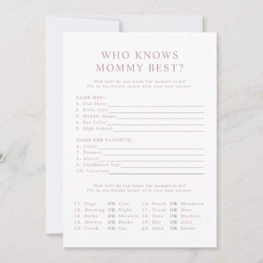 ママモダンゲームを知るROGUEほこりっぽい最高のバラ 招待状 (正面)