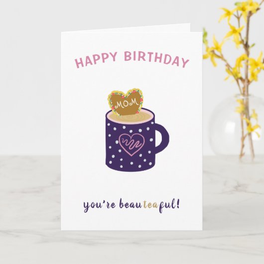 ママユアアビューティフルティーカップ誕生日 カード (黄色い花)