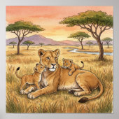 ママライオンと子ライオンの保育園 ポスター (正面)