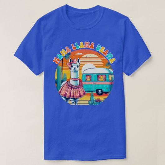 ママラマおもしろいドラマアルパカデザイン Tシャツ (デザイン正面)