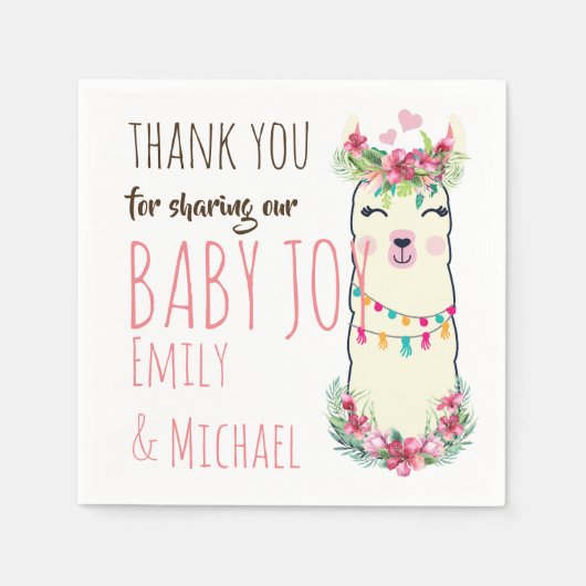 ママラマかわいい女の子フローラベビーシャワーパーティー スタンダードカクテルナプキン (正面)