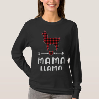 ママラマクリスマスパジャマレッドプリドバッファローファミ Tシャツ