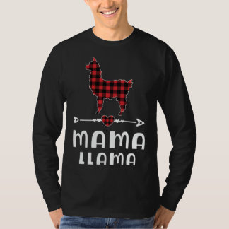 ママラマクリスマスパジャマレッドプリドバッファローファミ Tシャツ