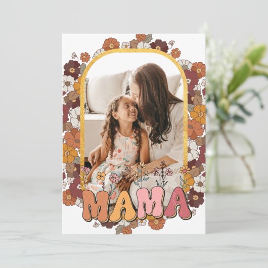 ママレトロフラワーフォトフレーム母の日 シーズンカード (スタンド正面)