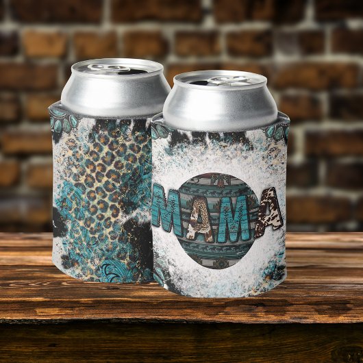 ママレパードコーサーフェイス ターコイズ昇華 缶クーラー