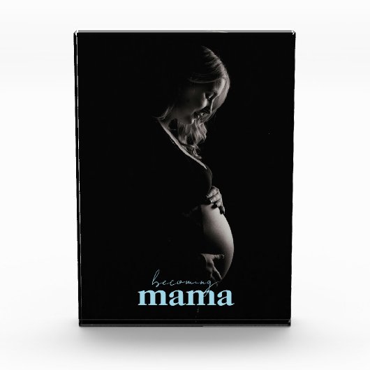 ママーブルーモダンになる妊娠写真ギフト フォトブロック (正面)