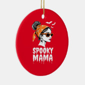 ママ不気味ハロウィーンレトロデザイン セラミックオーナメント (右)