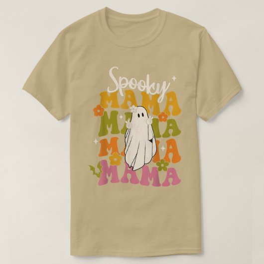 ママ不気味ヒッピーフローラ幽霊レトログルーヴィハロ Tシャツ (デザイン正面)