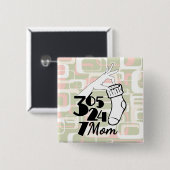 ママ予測できなレトロピン365日1年24 7 缶バッジ (正面&裏面)