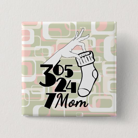 ママ予測できなレトロピン365日1年24 7 缶バッジ (正面)