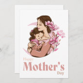ママ保持ベビー娘ムーンフラワーマザーズデイ シーズンカード (正面/裏面)