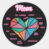 ママ円ハートすべてのママのタイトル ラウンドシール (正面)