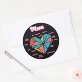 ママ円ハートすべてのママのタイトル ラウンドシール (封筒)