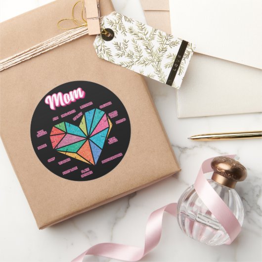 ママ円ハートすべてのママのタイトル ラウンドシール (ギフト)