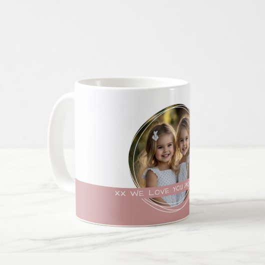 ママ写真とカスタム文字ほこりっぽいバラC91ピンク コーヒーマグカップ (正面左)