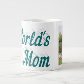 ママ写真グリーン文字ジャイアントコーヒーマグ ジャンボコーヒーマグカップ (正面)