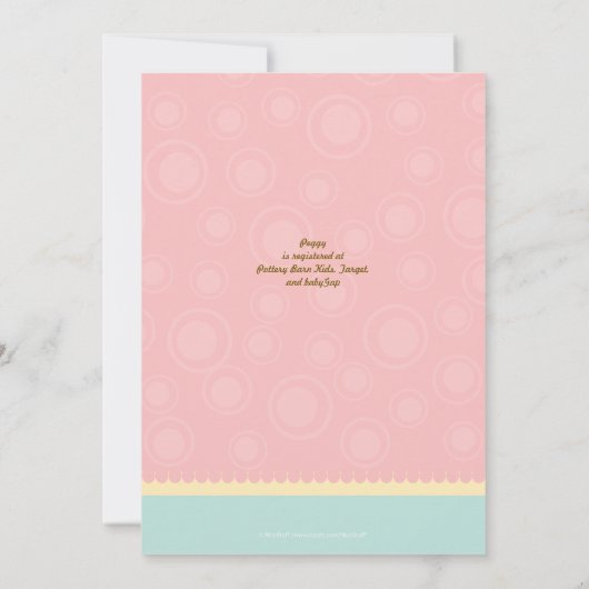 ママ及びベビーのヒツジのベビーシャワーの招待: ピンク 招待状 (裏面)