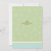 ママ及びベビーのヒツジのベビーシャワーの招待: 緑 招待状 (裏面)