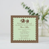 ママ及びベビー象のベビーシャワー 招待状 (スタンド正面)