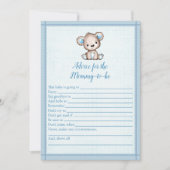 ママ可愛いブラウンベアシャワーゲームカード用アドバイス 招待状 (正面)