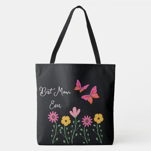 ママ史上最高の花トート トートバッグ (正面)