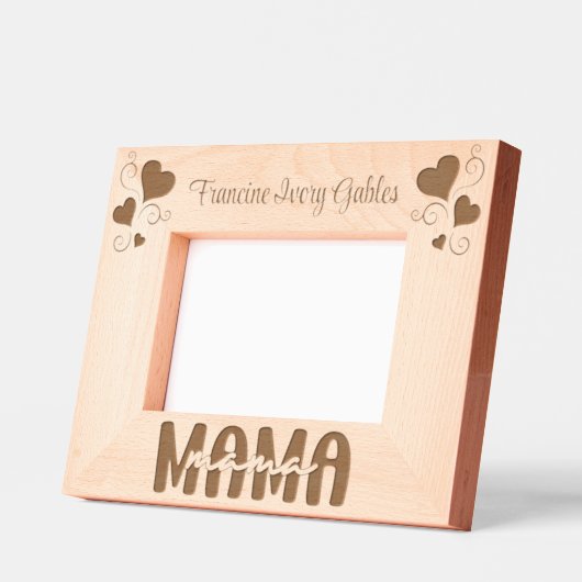 ママ名前をカスタムするハート木製 レーザー彫刻フレーム (左)