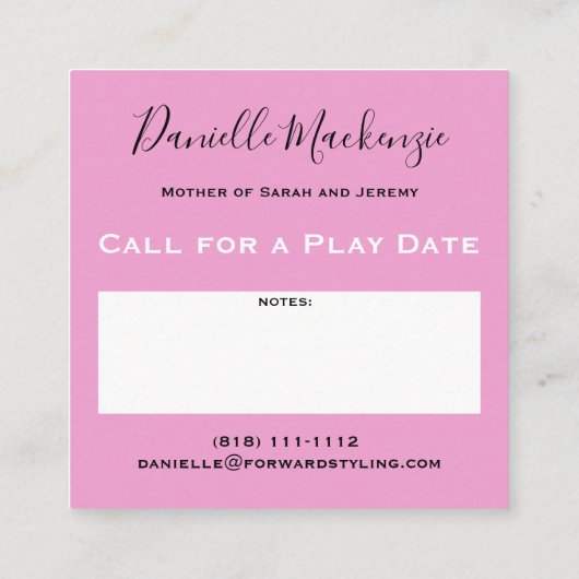 ママ呼び出しカードかわいいゾウの名刺 スクエア名刺 (裏面)