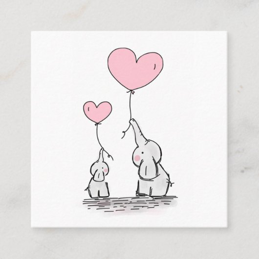 ママ呼び出しカードかわいいゾウの名刺 スクエア名刺 (正面)