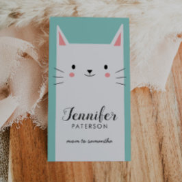 ママ呼び出しカードかわいい白い子ネコ 名刺