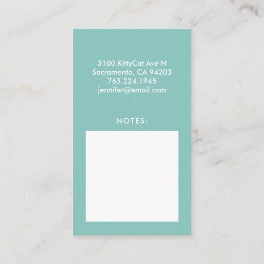 ママ呼び出しカードかわいい白い子ネコ 名刺 (裏面)