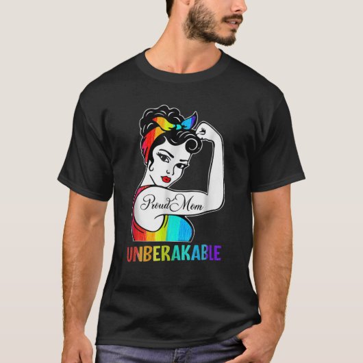 ママ壊誇りを持ったれない虹の国旗LGBTQゲイプライド Tシャツ (正面)