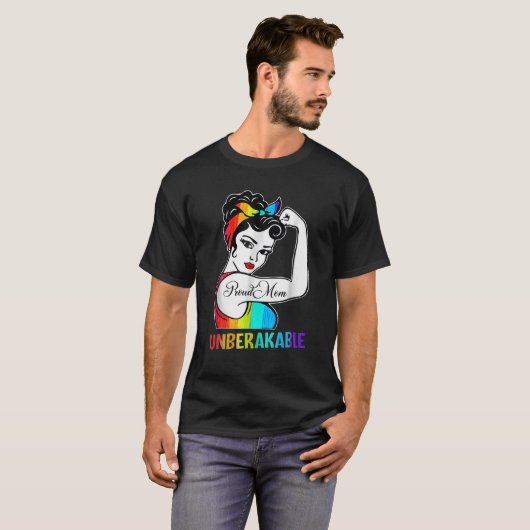 ママ壊誇りを持ったれない虹の国旗LGBTQゲイプライド Tシャツ (正面フル)