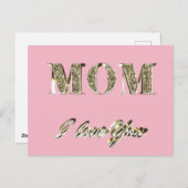 ママ大好き金ゴールドルックタイポグラフィ エレガント ポストカード (正面/裏面)