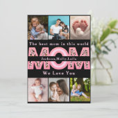 ママ大好き ピンク ミニマリスト 6枚の写真のコラージュ シーズンカード (スタンド正面)