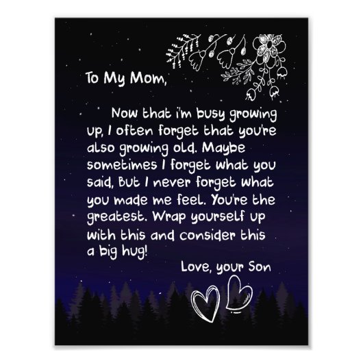 ママ好き |私の母に私はあなたを非常に愛している フォトプリント            (正面)