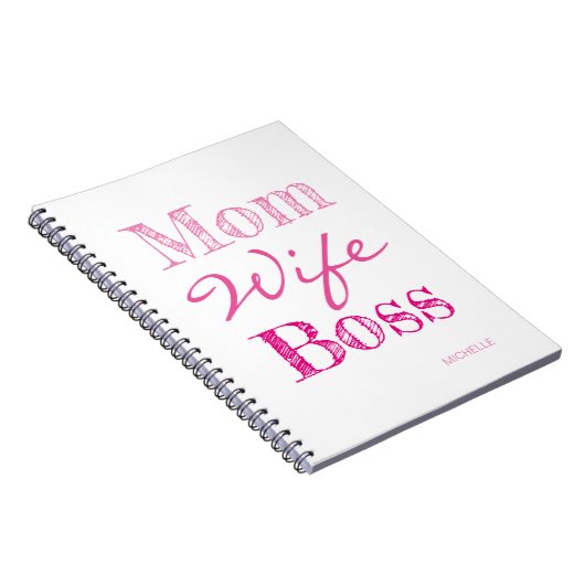 ママ妻ボスタイポグラフィ名前の追加 ノートブック (右側)