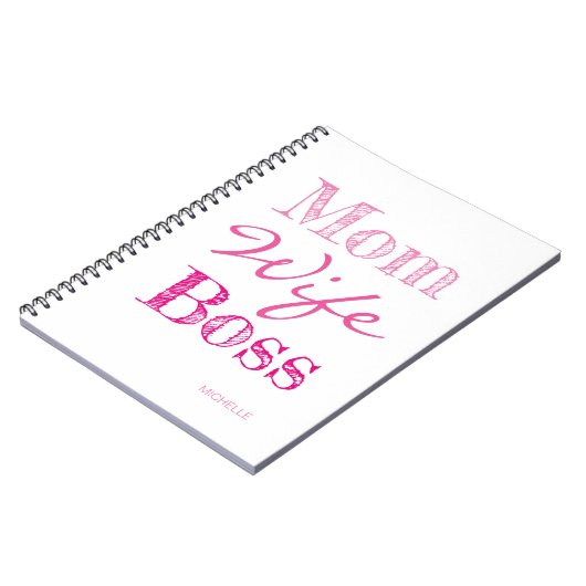 ママ妻ボスタイポグラフィ名前の追加 ノートブック (左側)