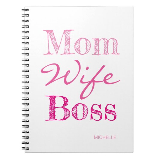 ママ妻ボスタイポグラフィ名前の追加 ノートブック (正面)